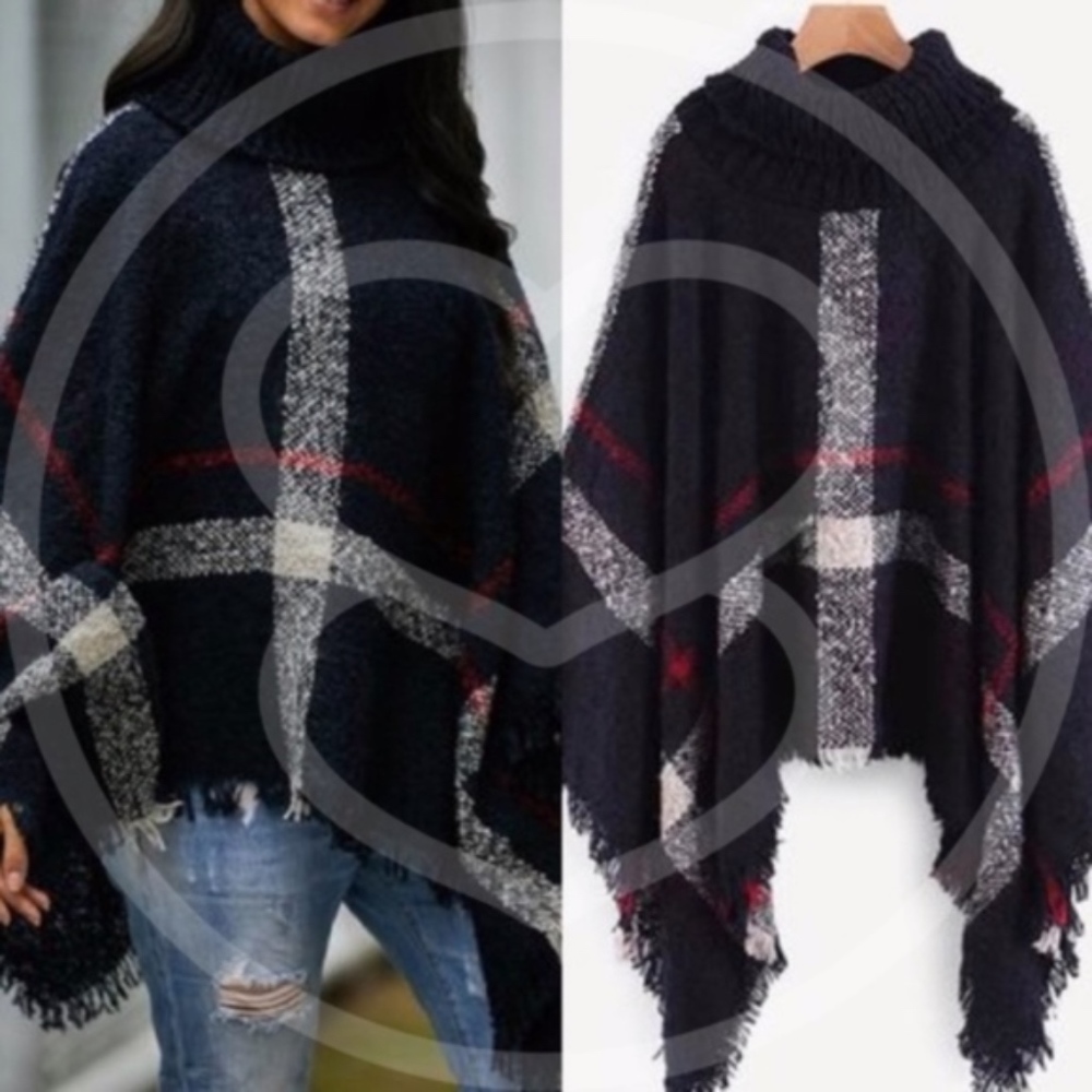 MARI Plaid Autumn Feels Poncho - Picture 2 of 2